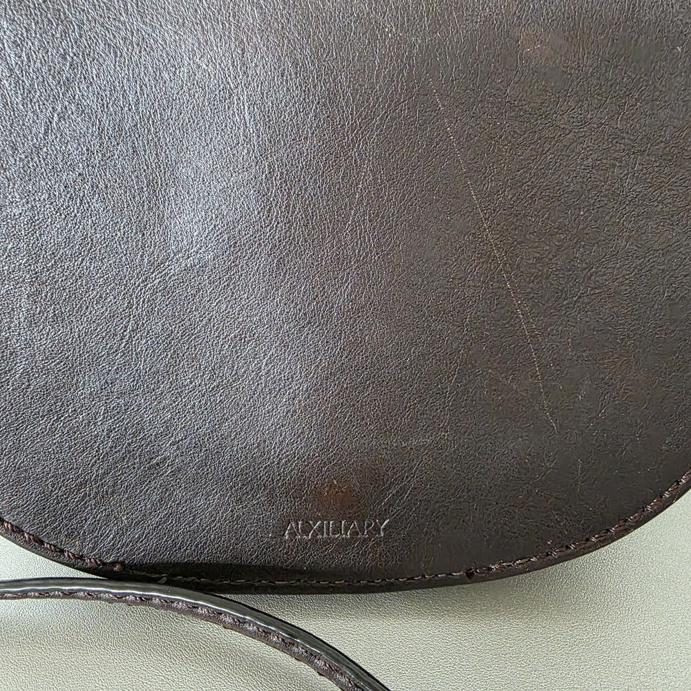 Minimal Dark Brown Leather Crossbody Saddle Bag - Pockets, Adjustable - Picture 3 of 14
